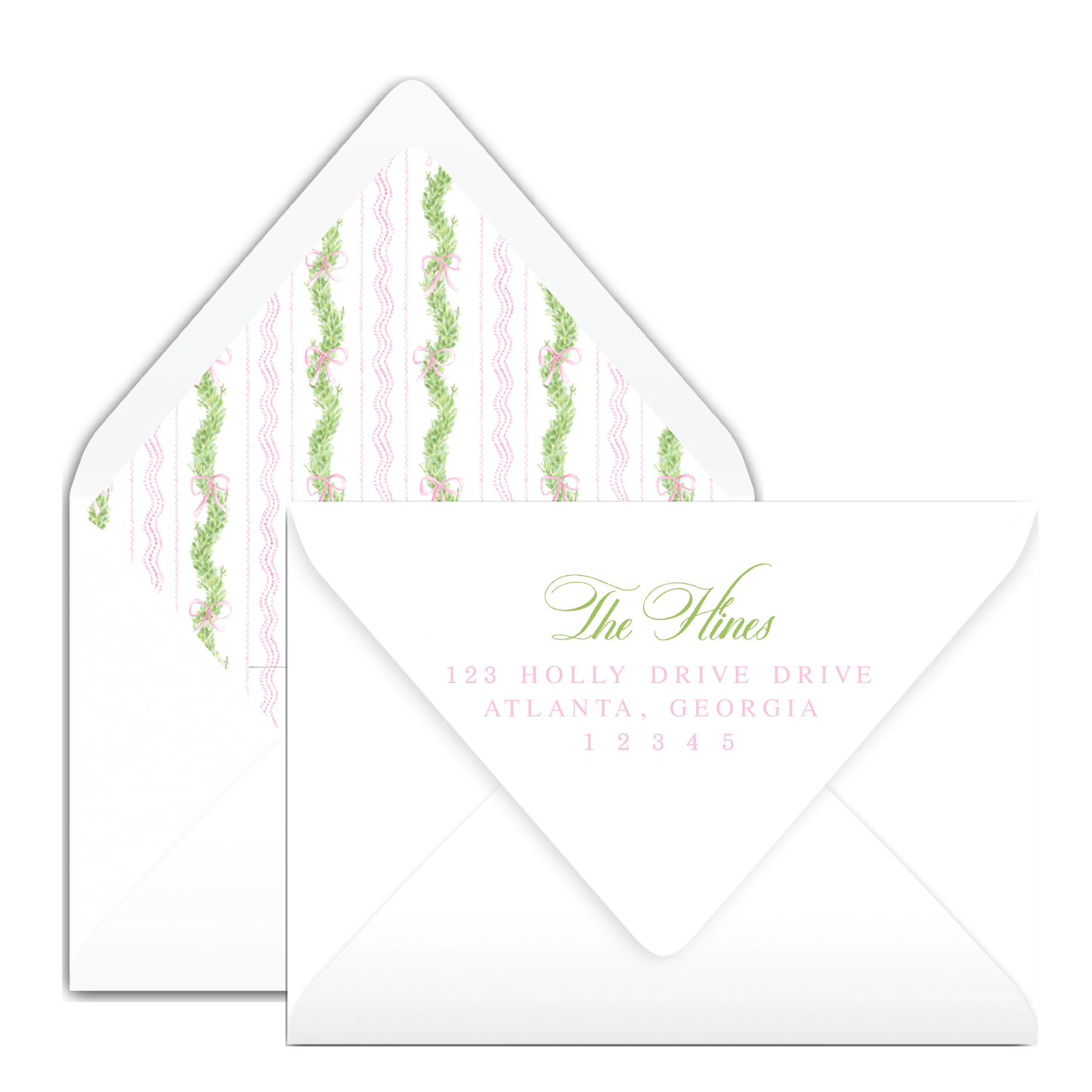 Pink Ribbon Garland Holiday Card