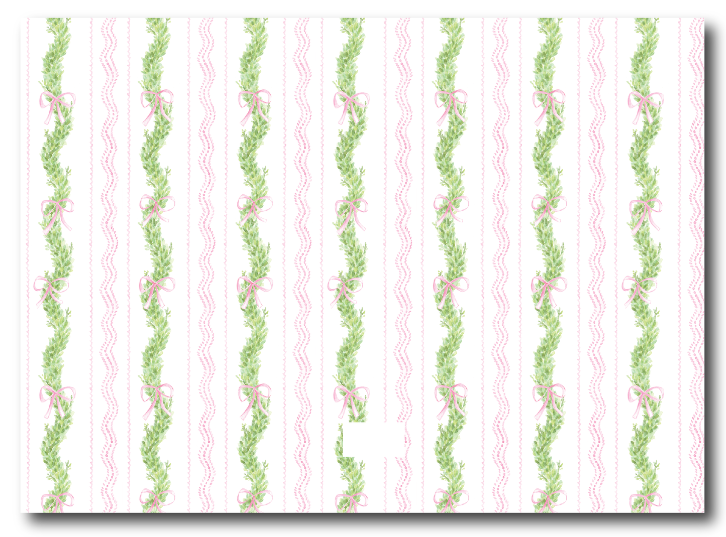 Pink Ribbon Garland Holiday Card