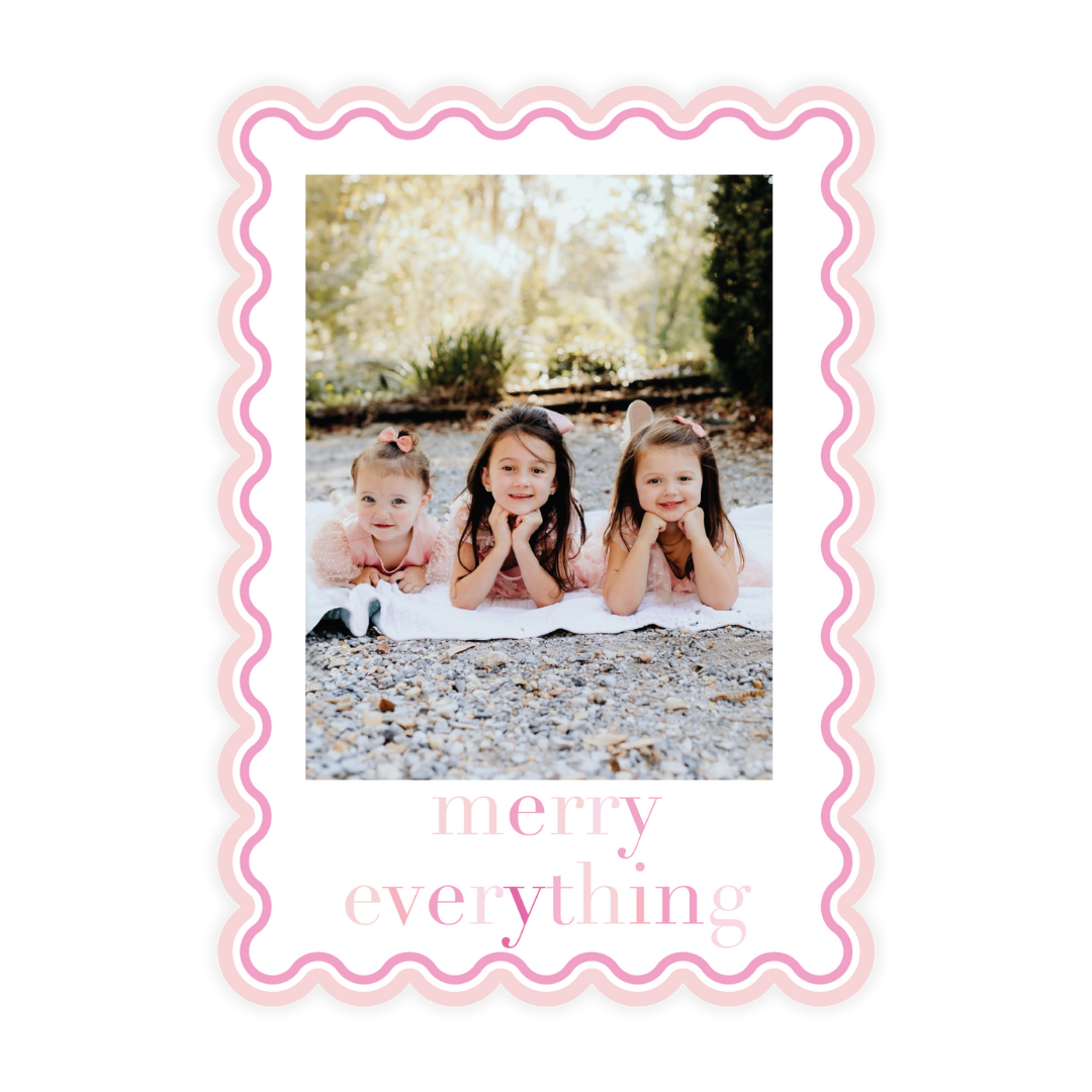 Pink Merry Everything Scallop Card