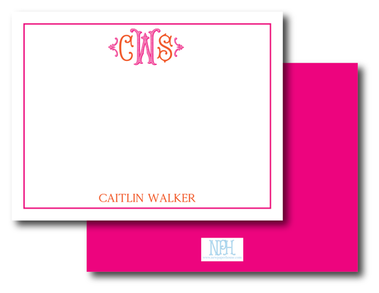 Pink & Orange Monogram Stationery Set (Customize Colors)