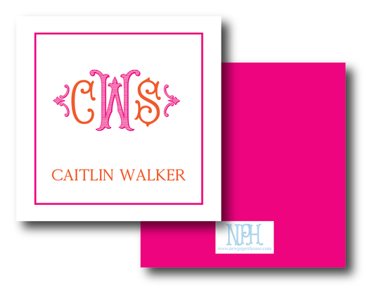 Pink & Orange Monogram Enclosure Card (Customize Colors)