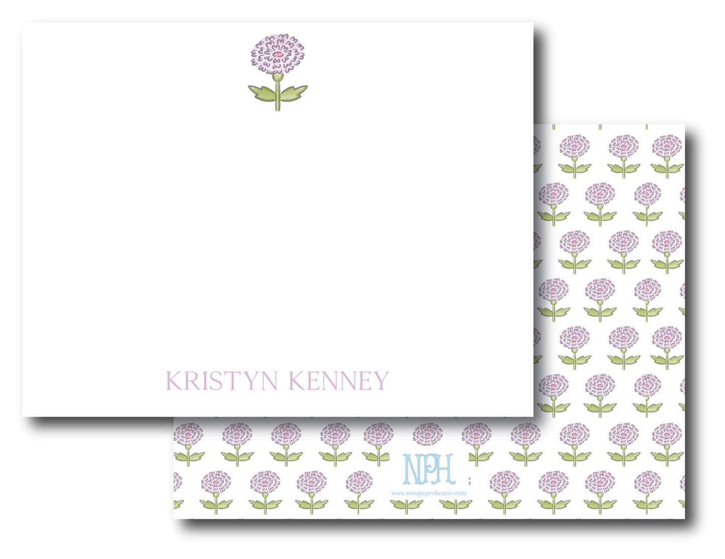 Purple Flower Stationery Set