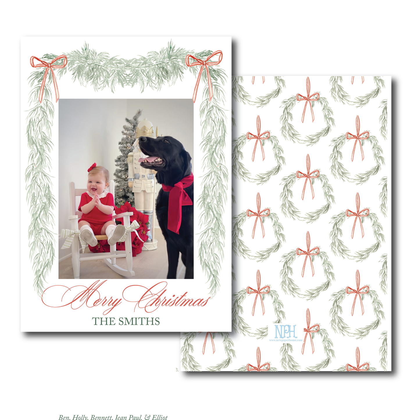 Red Cottage Garland Holiday Card