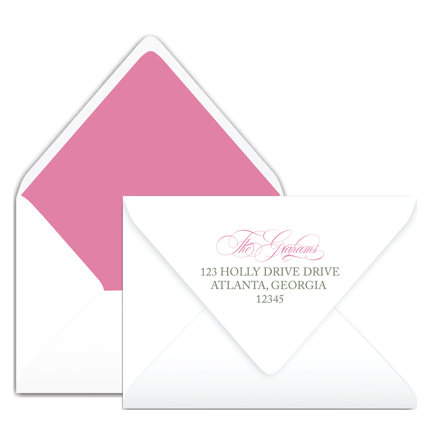 Pink Cottage Garland Holiday Card