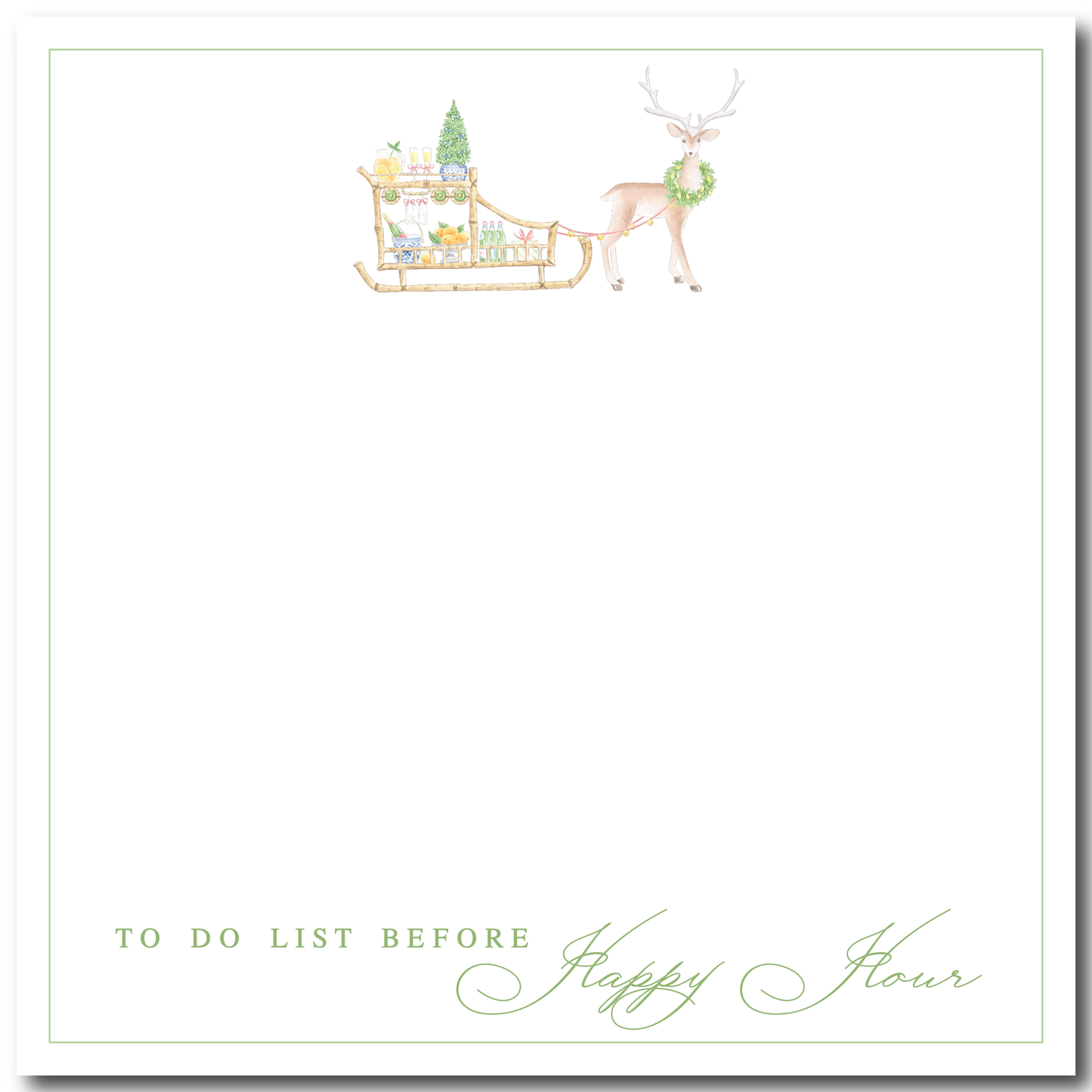 Reindeer Bar Cart EXTRA Large Notepad