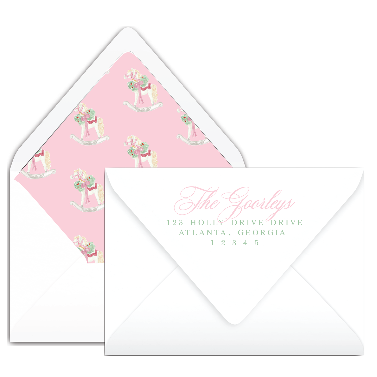 Pink Rocking Horse Holiday Card