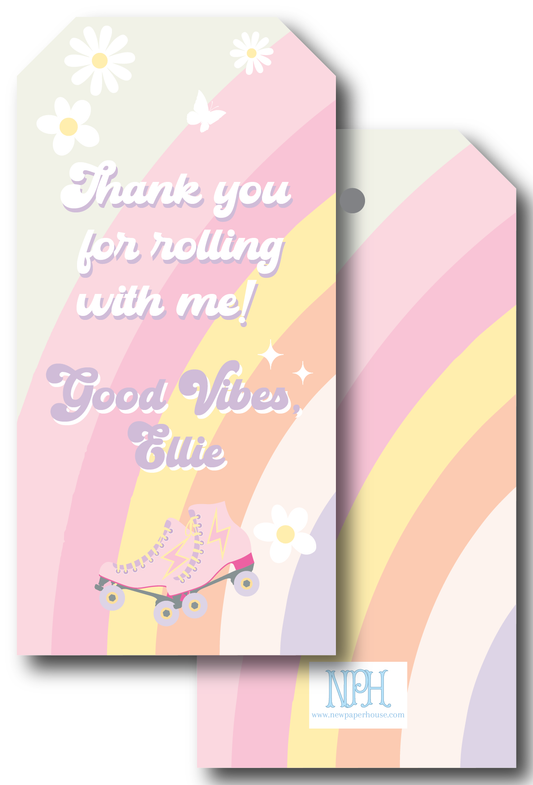 Let's Roll Retro/Groovy Birthday Favor Tag