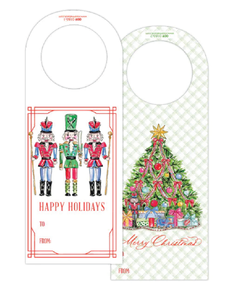 Traditional Tree & Nutcrackers Wine Tags