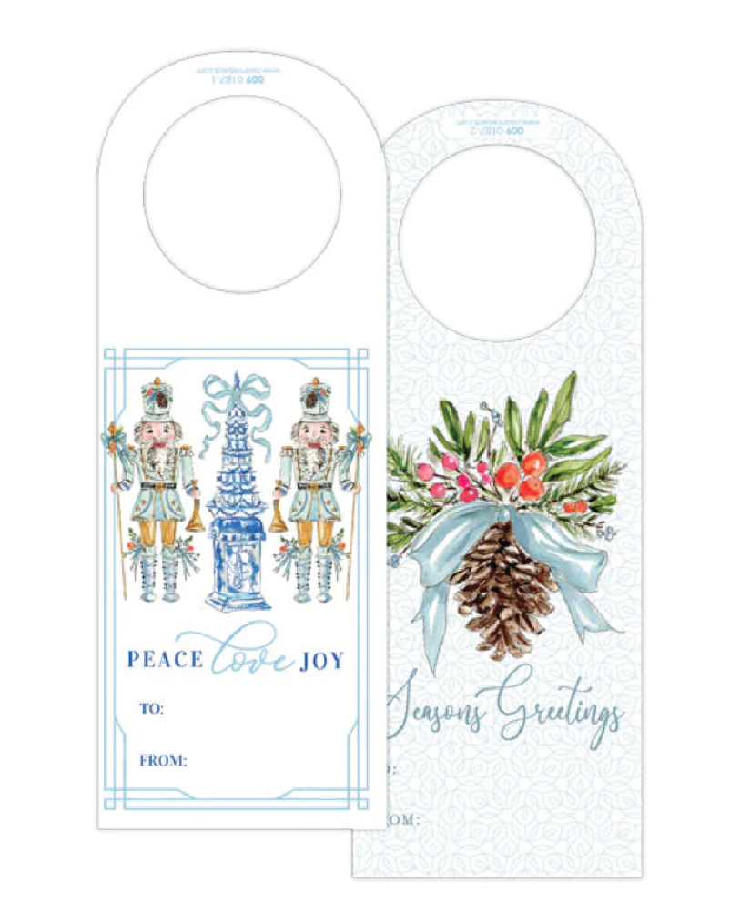 Christmas Citrus Tree & Nutcrackers Wine Tags