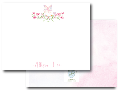 Butterfly With Florals Stationery Set