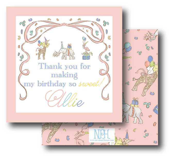 Pink Spring Party Animals Birthday Invitation