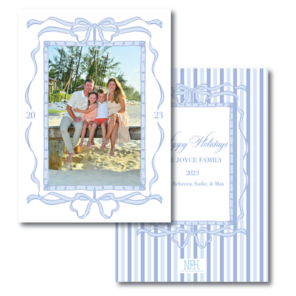 Blue Bow Frame Holiday Card