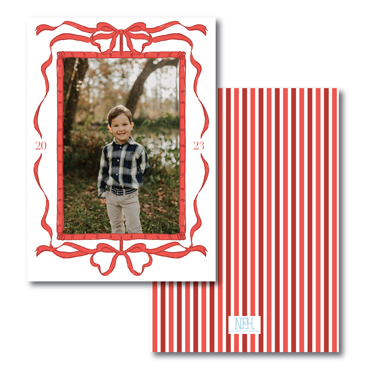 Red Bow Frame Holiday Card
