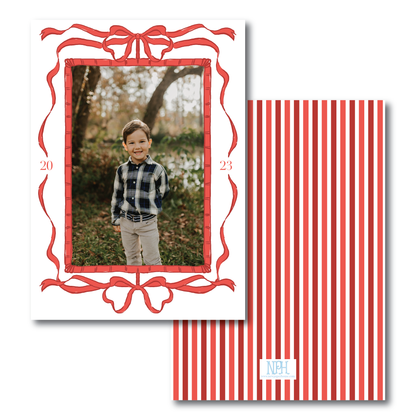 Red Bow Frame Holiday Card