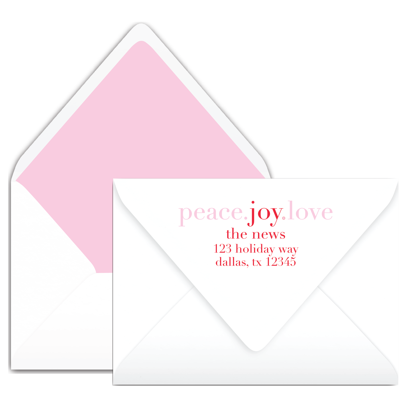 Peace.Joy.Love Scallop Pink/Red Holiday Card