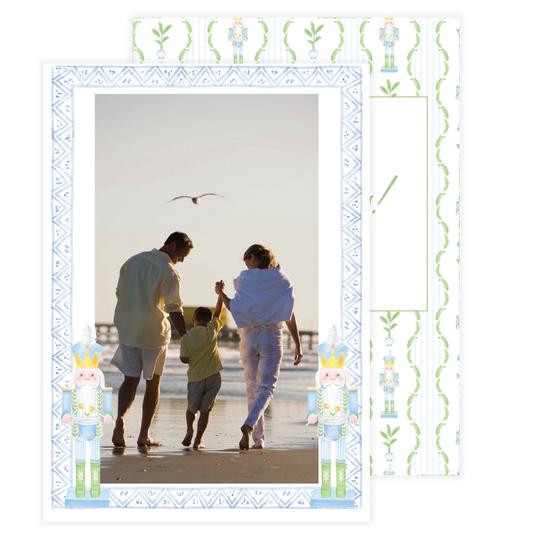 Coastal Blue Nutcracker Holiday Card