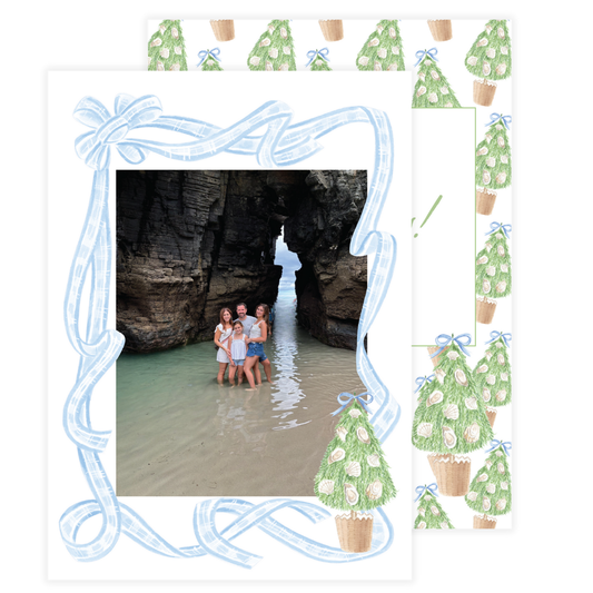 Oyster Tree Blue Gingham Frame Holiday Card