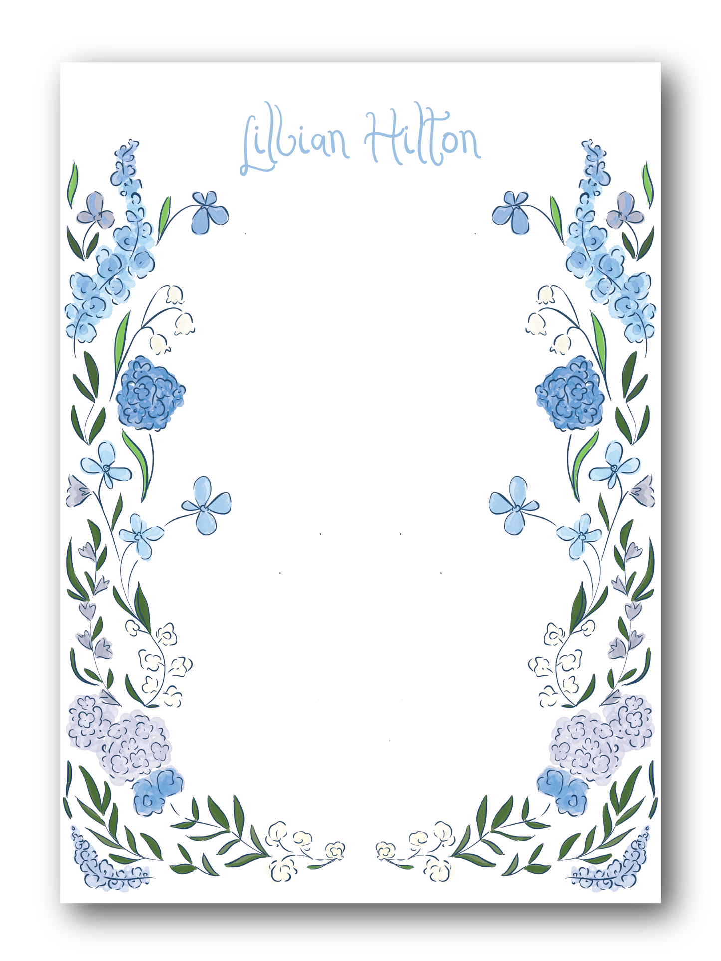 Blue Floral Frame Notepad