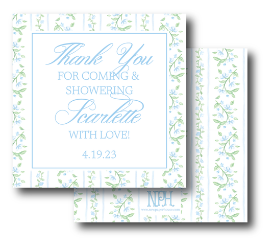 Blue & Green Toile Baby Shower Thank You/Favor Enclosure Card