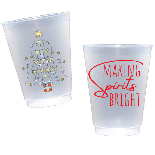 Martini Tree "Making Spirits Bright" 16 oz Shatterproof Flex Cups