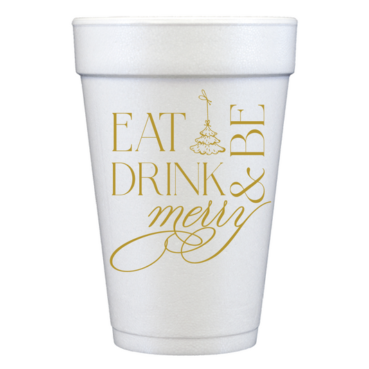 Eat Drink & Be Merry 20 oz Foam Holiday Cups