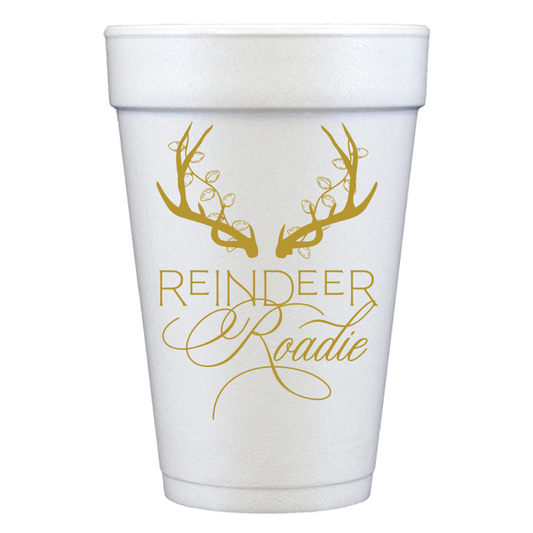 Reindeer Roadie 20 oz Foam Holiday Cups