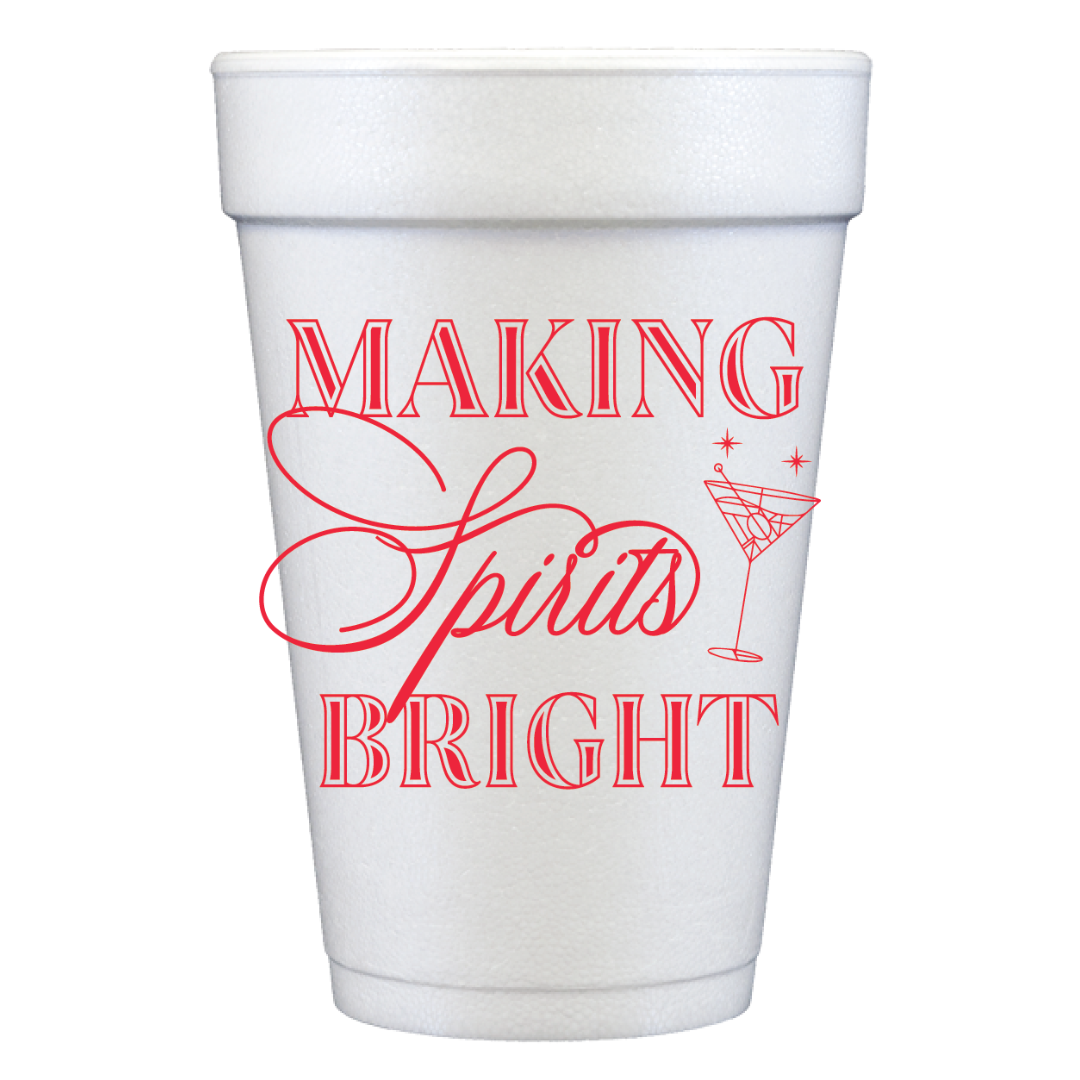 Making Spirits Bright 20 oz Foam Holiday Cups