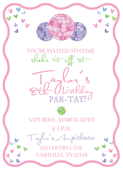 Swiftie Disco Ball Invitation