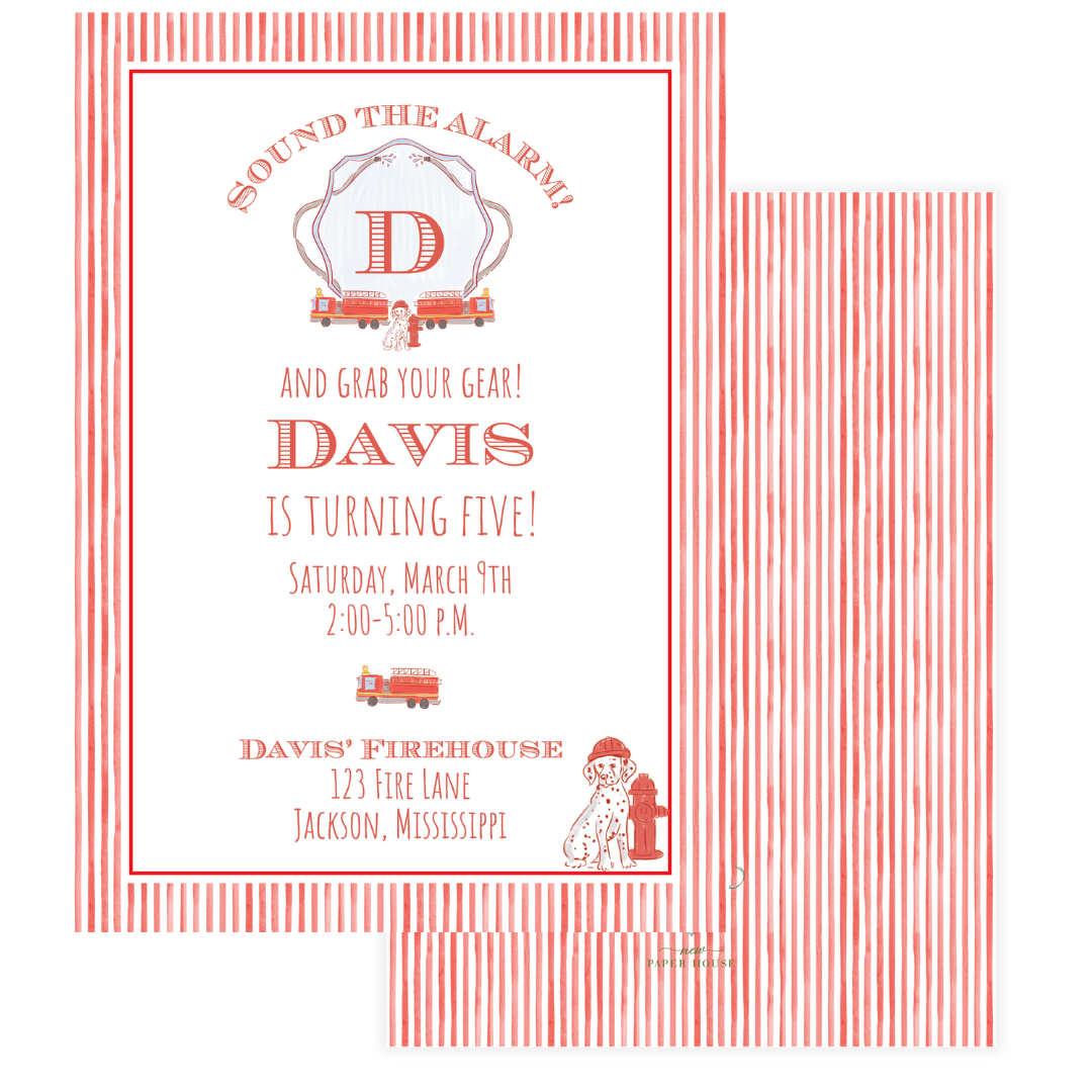 Firetruck Birthday Invitation