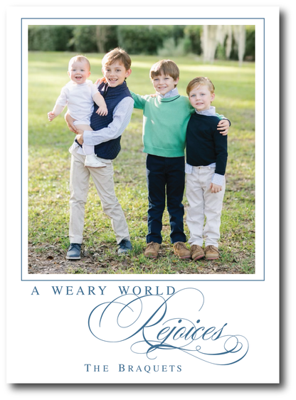 Classic The Weary World Rejoices "Scripty" Holiday Card