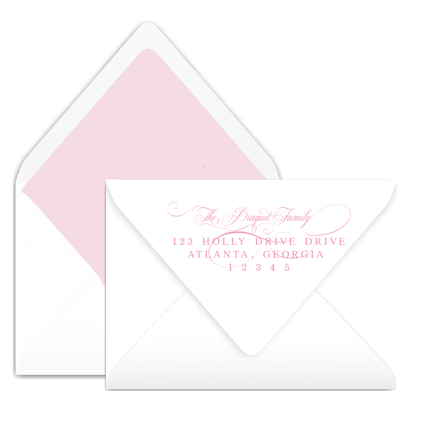 Pink Classic Merry Christmas "Scripty" Holiday Card