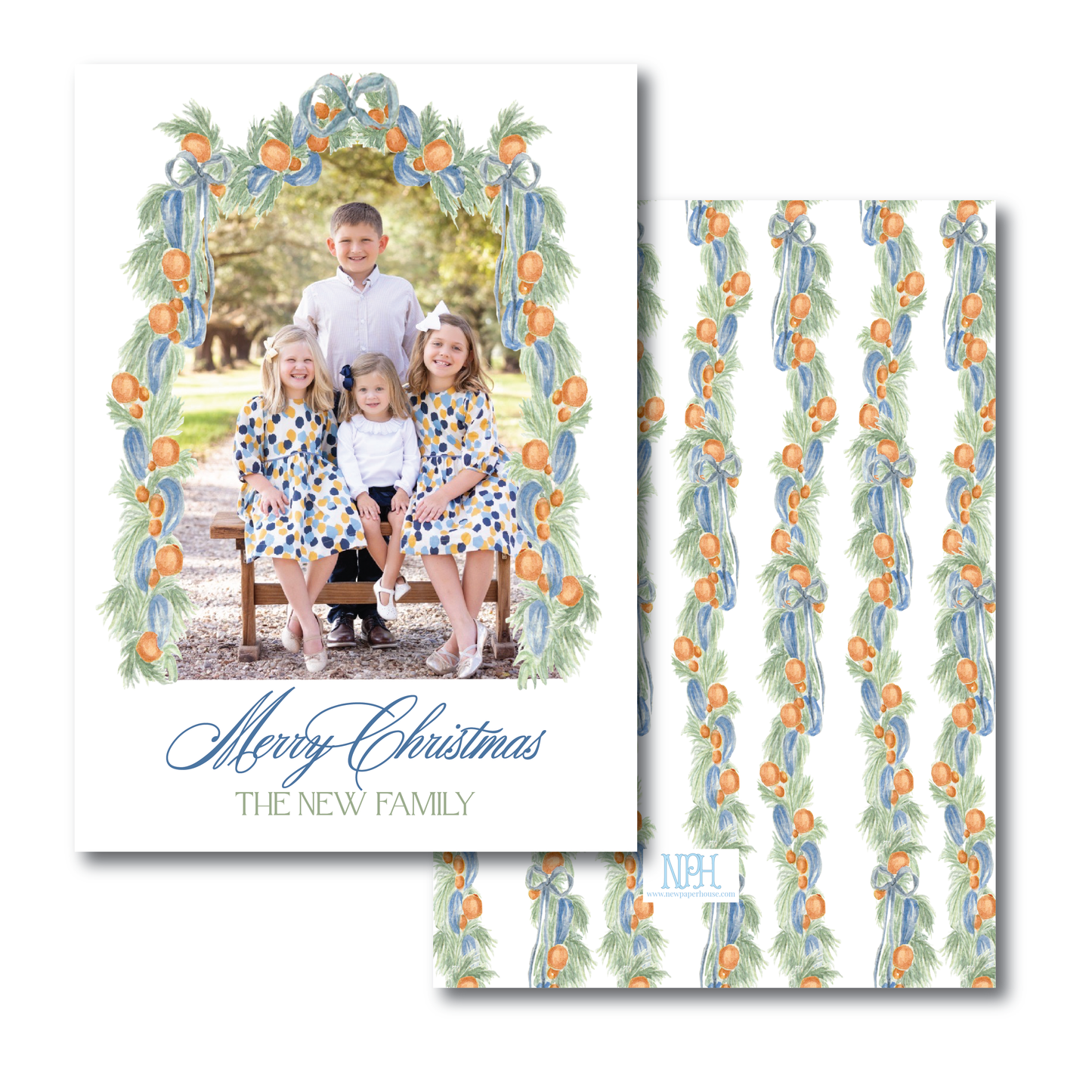 Orange & Blue Garland Holiday Card