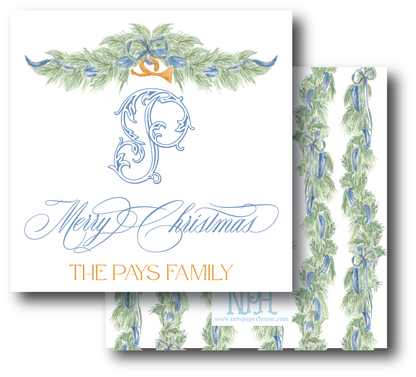 Blue Garland Holiday Card