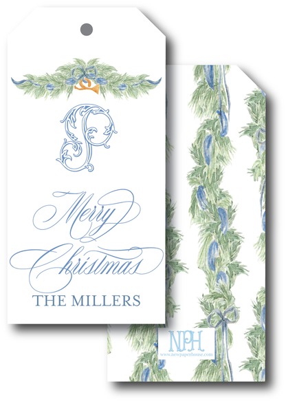 Blue Garland Holiday Card