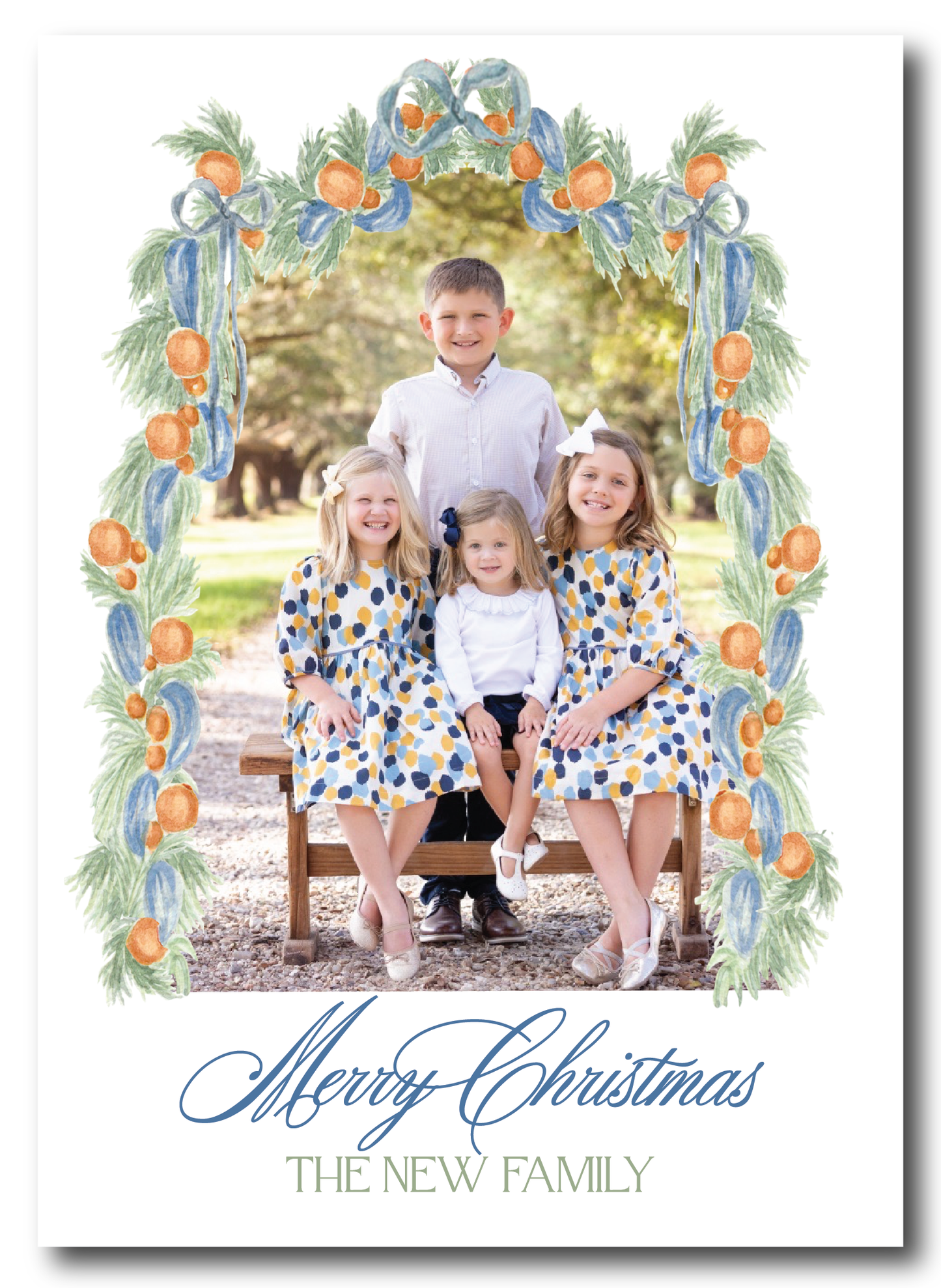 Orange & Blue Garland Holiday Card