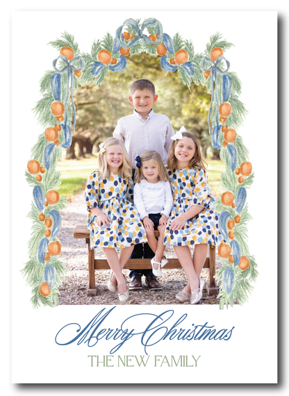 Orange & Blue Garland Holiday Card