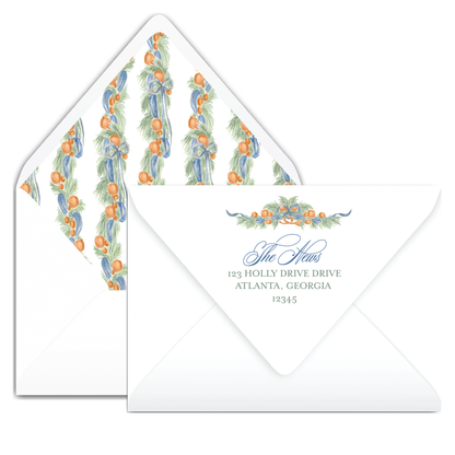 Orange & Blue Garland Holiday Card