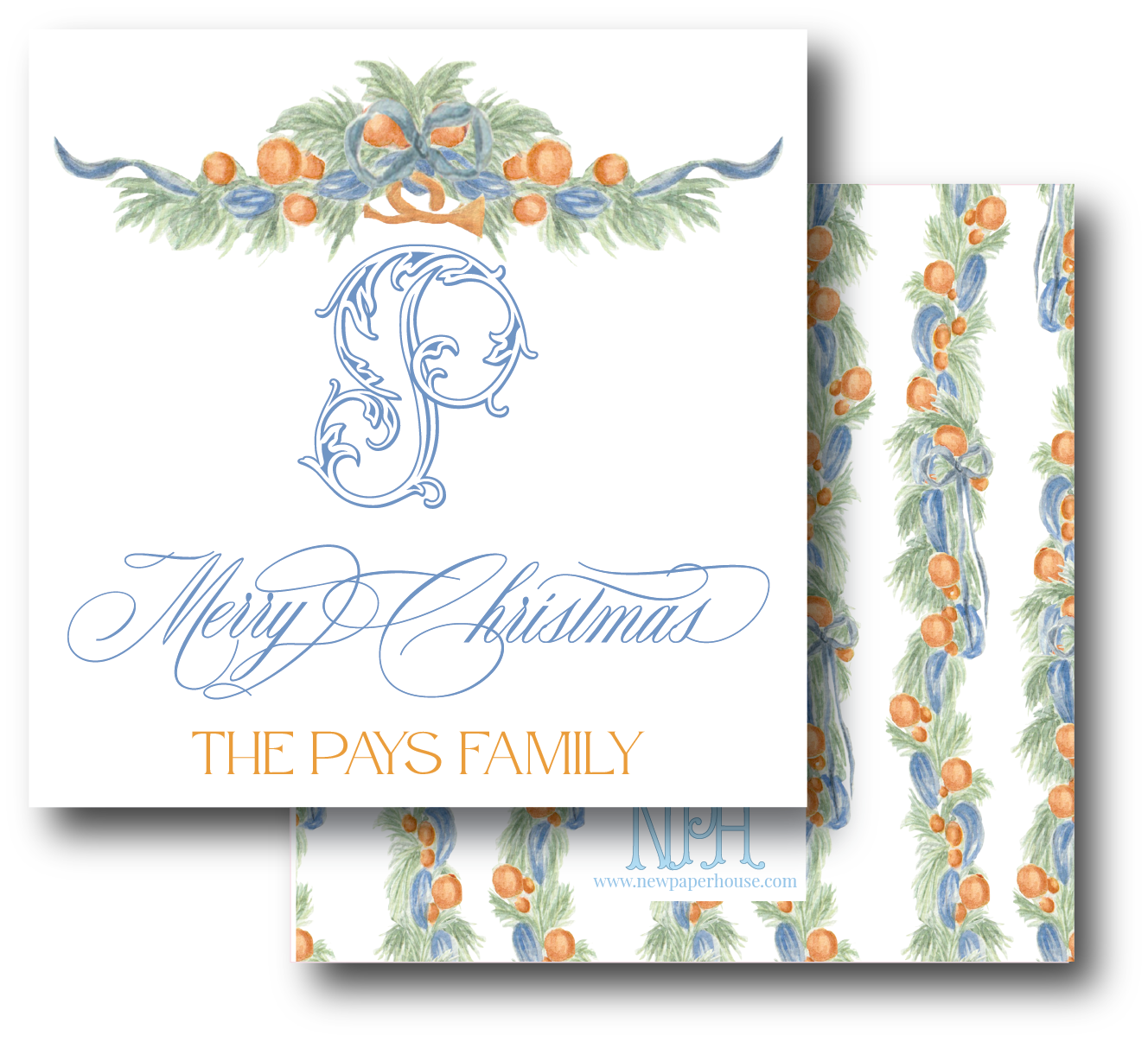 Orange & Blue Garland Holiday Card