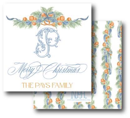 Orange & Blue Garland Holiday Card