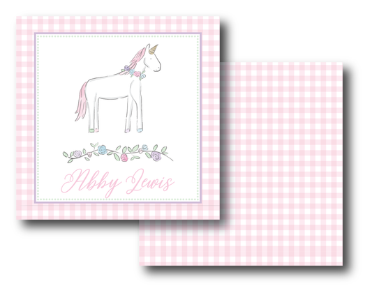 Unicorn Gingham Enclosure Card