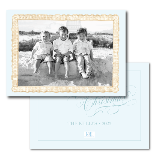 Landscape Rattan Coastal Blue Holiday Card