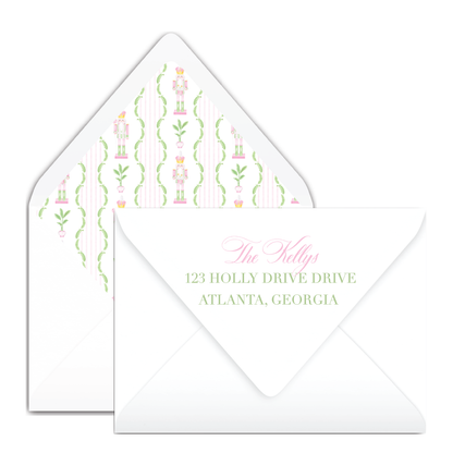 Green Pink Coastal Nutcracker Holiday Card