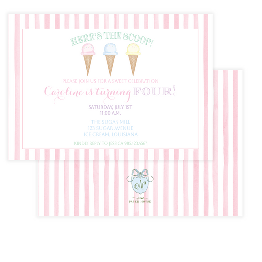 Here's The Scoop Birthday Invitation