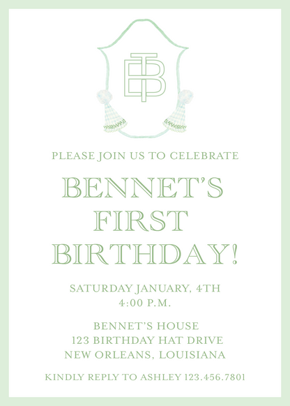 Vintage Party Hats Birthday Invitation