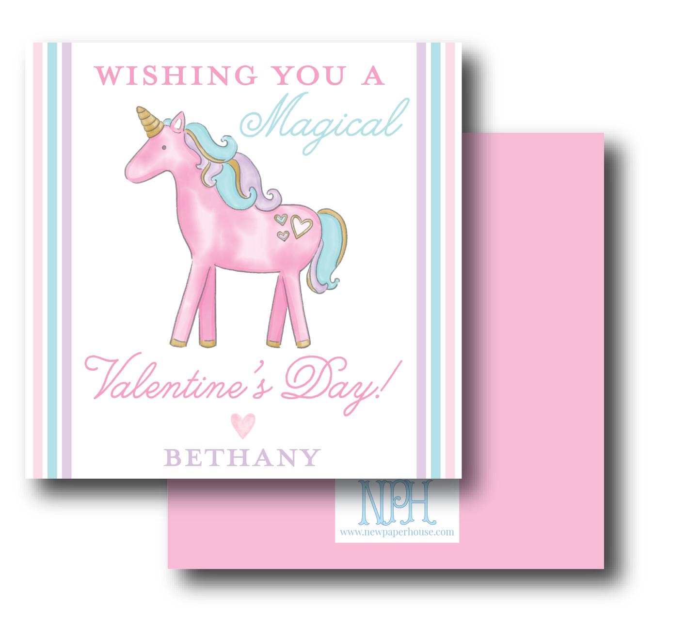 Pink Unicorn Valentine's Enclosure Card