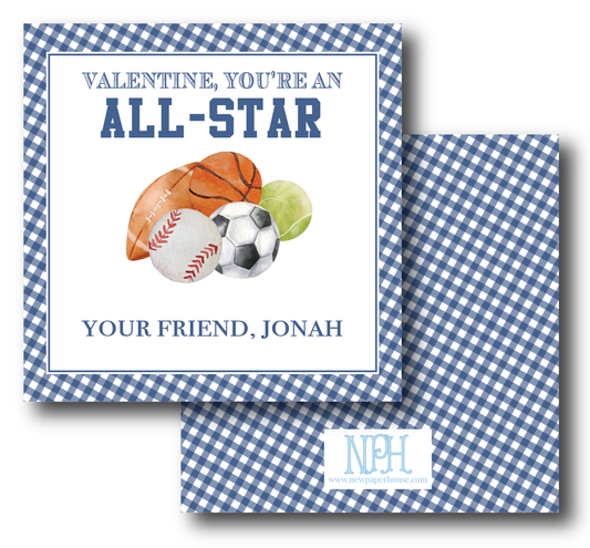 Sports Gingham Valentine's Enclosure Card