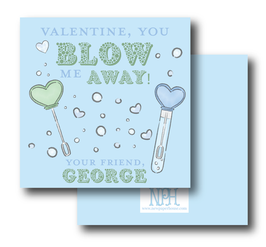 Blue Blow Me Away Valentine's Enclosure Card