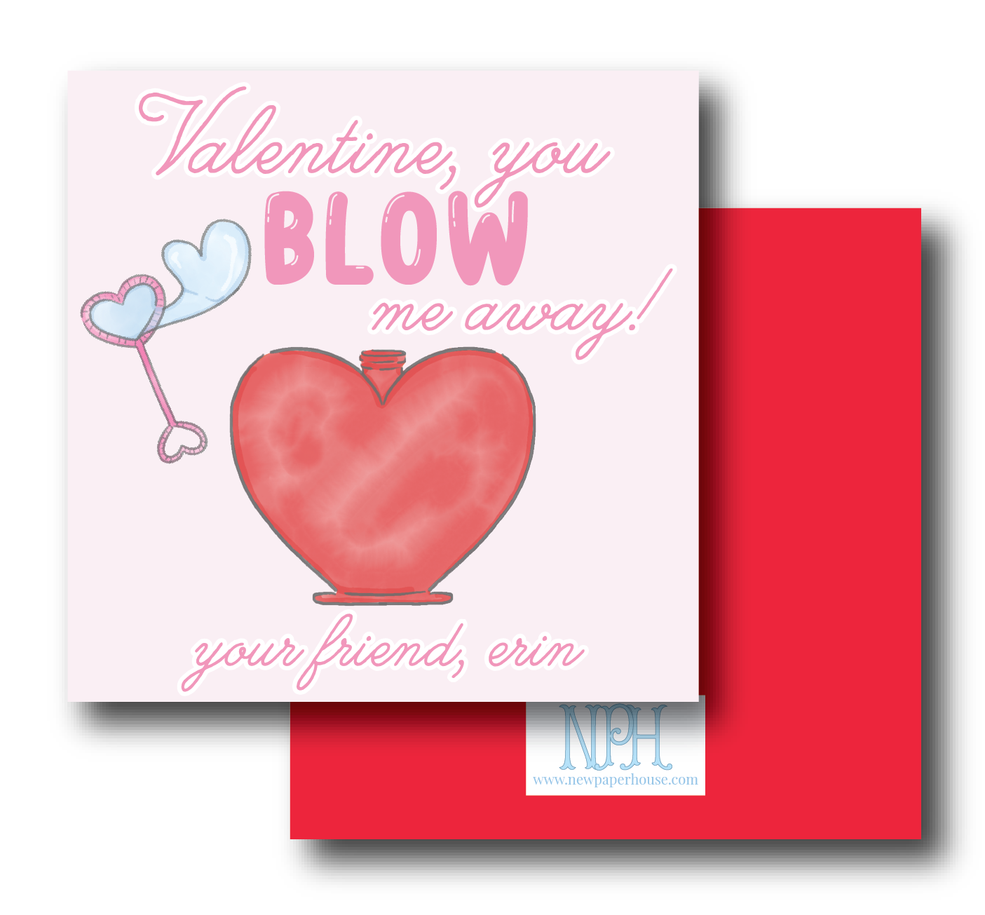 Pink/Red Blow Me Away Valentine's Enclosure Card