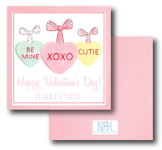 Conversation Hearts with Ribbon Valentine's Enclosure Card