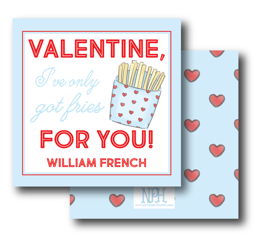 Fries For You Blue Valentine's Enclosure Card